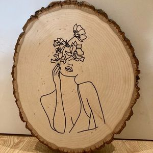 Handmade wood stump hangable wall decor